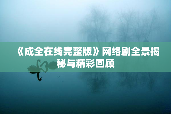 《成全在线完整版》网络剧全景揭秘与精彩回顾