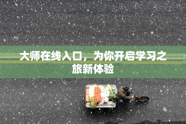 大师在线入口，为你开启学习之旅新体验
