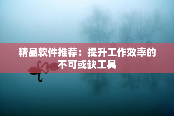 精品软件推荐：提升工作效率的不可或缺工具