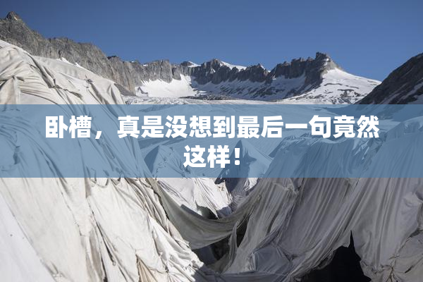 卧槽，真是没想到最后一句竟然这样！