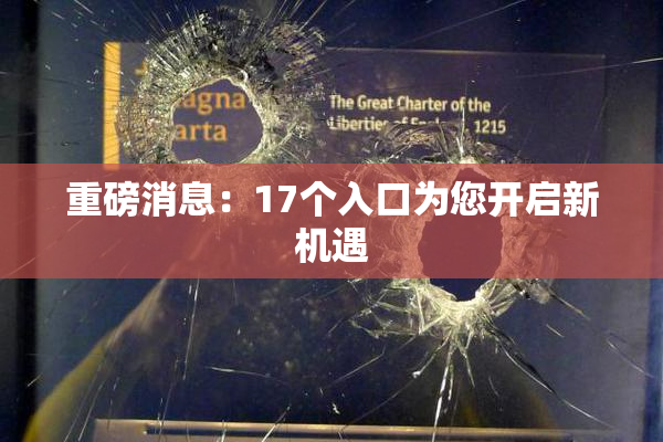 重磅消息：17个入口为您开启新机遇